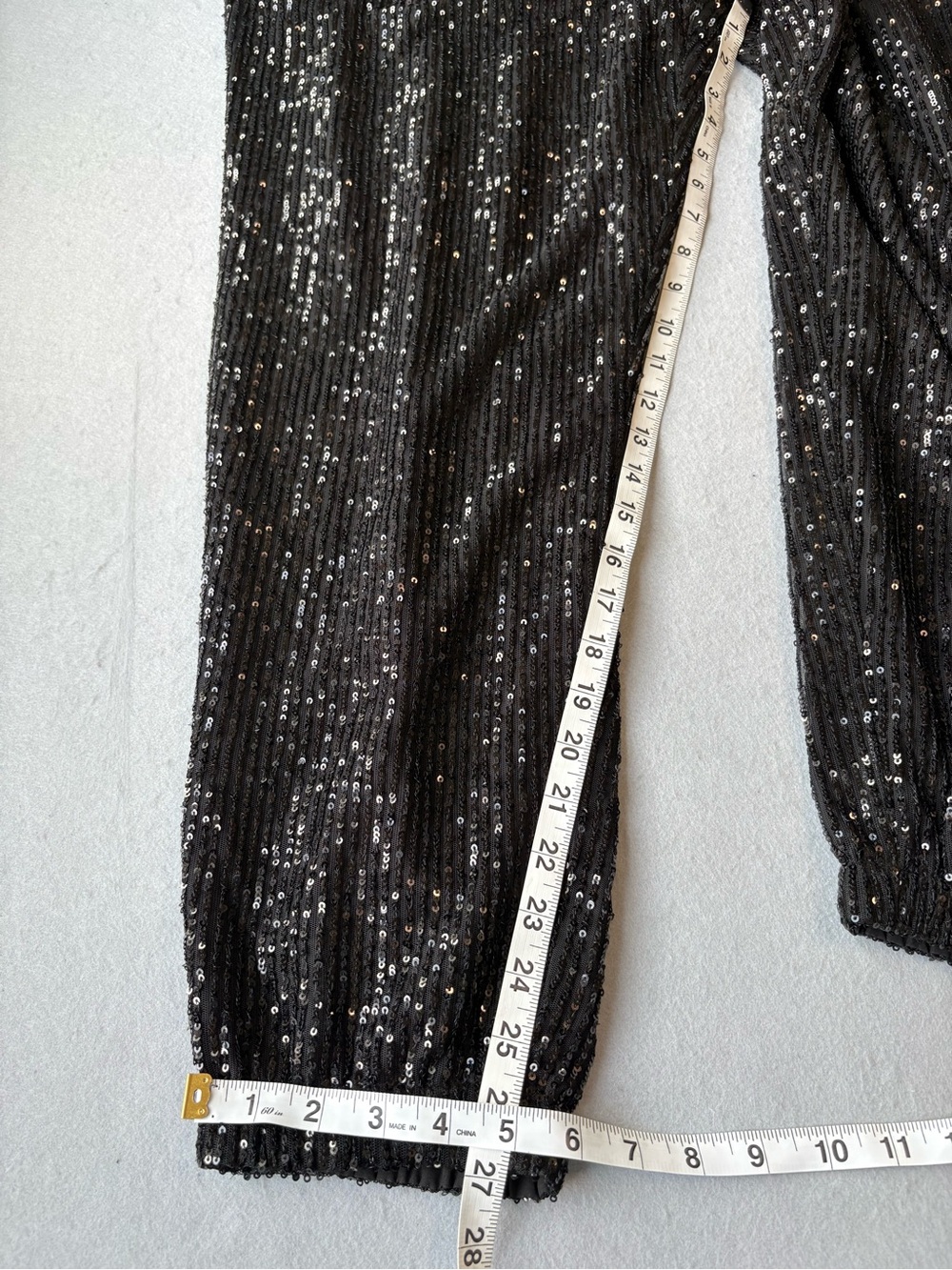 LOFT Black Sequin Jogger Pants Elastic Waist Sz L - Picture 3 of 9
